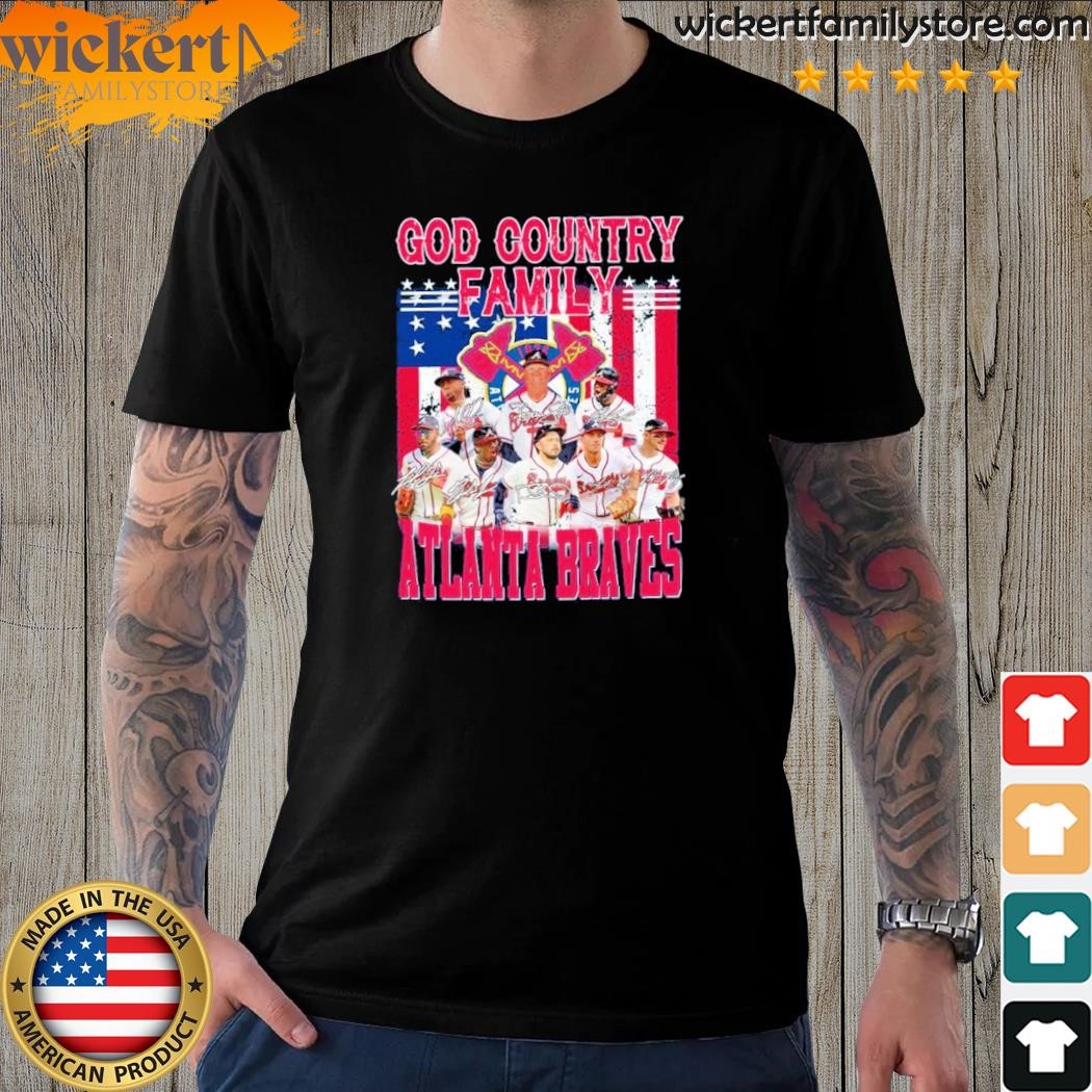 God country family American flag atlanta braves team player signatures shirt