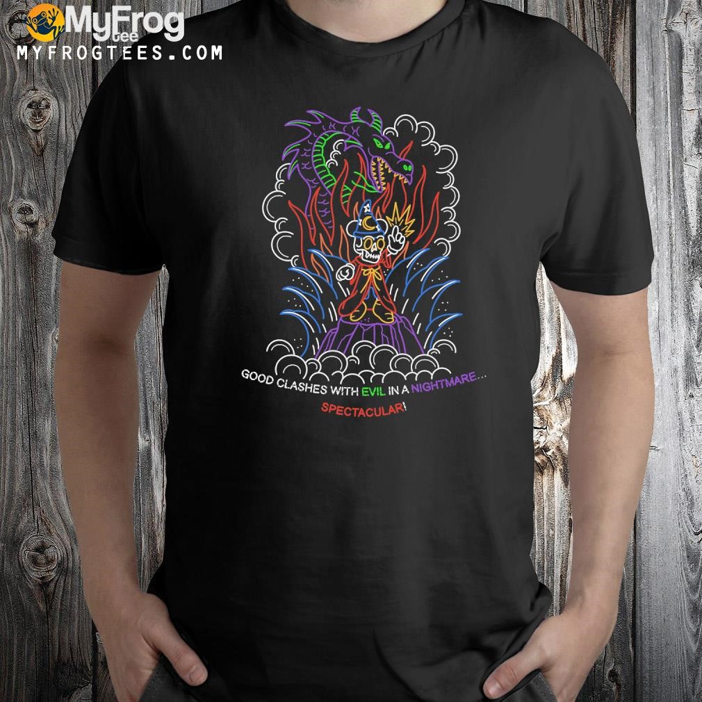 Good clashes with evil in a nightmare spectacular neon nightmare fantasmic shirt