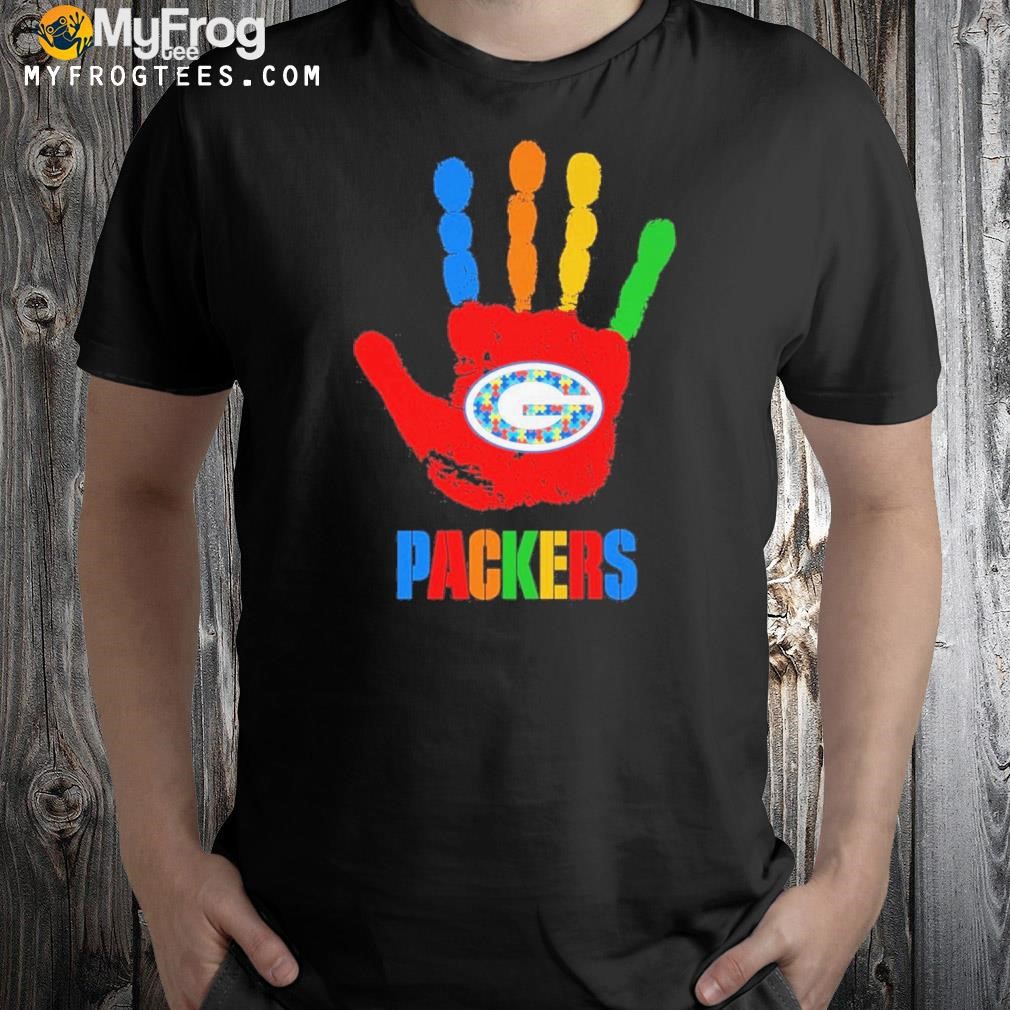 Green Bay Packers hand autism logo shirt
