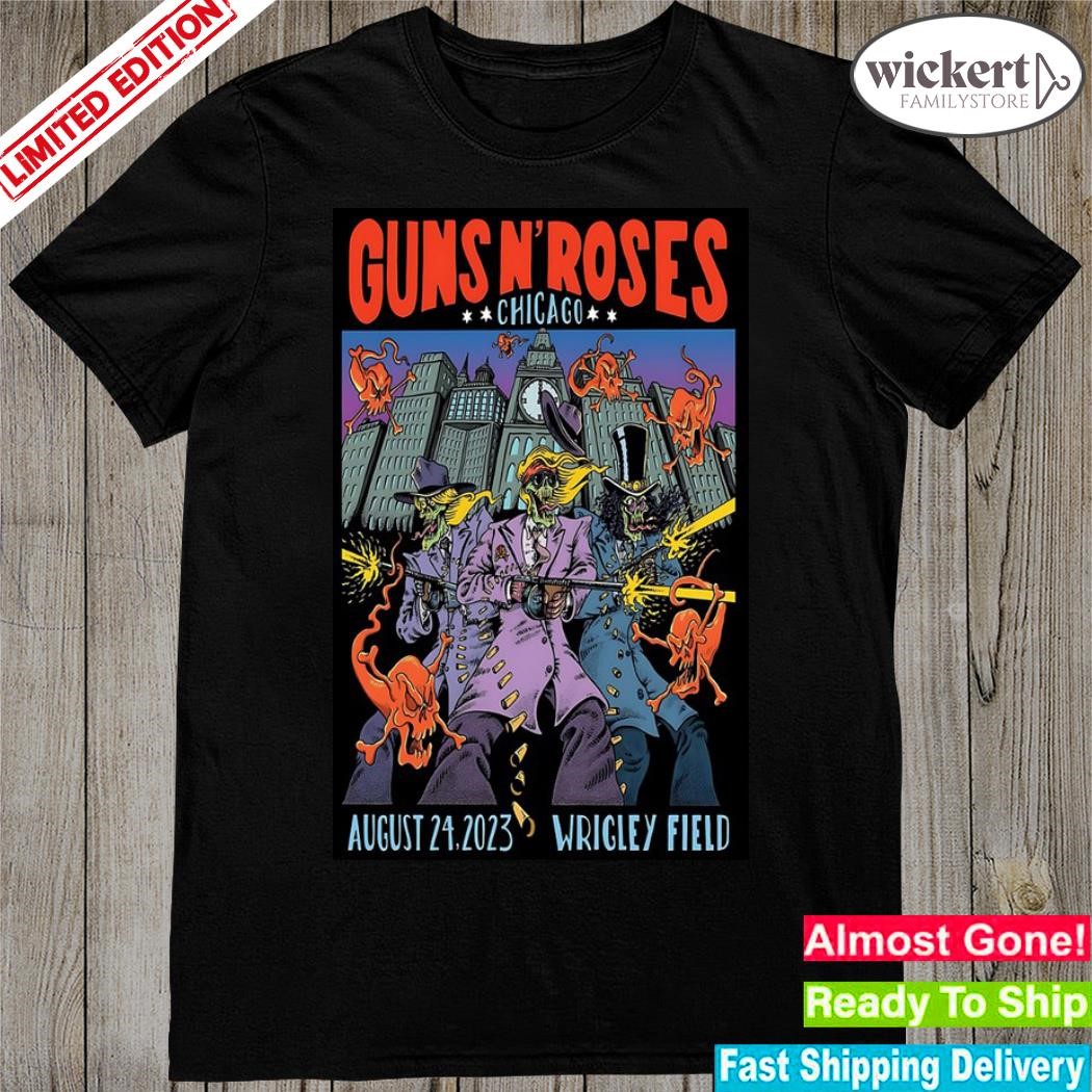 Guns n' roses 2023 tour chicago il poster shirt