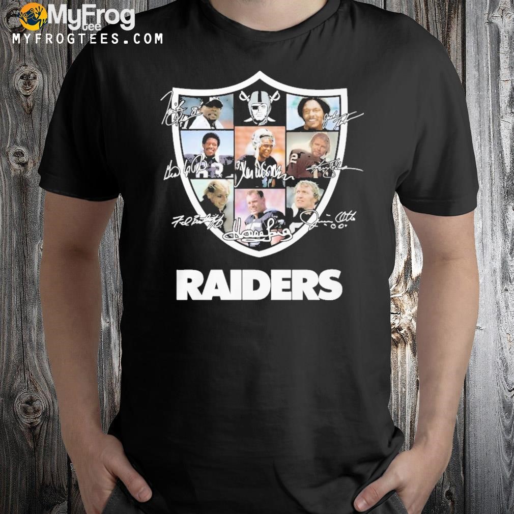Las Vegas Raiders logo team player signatures shirt