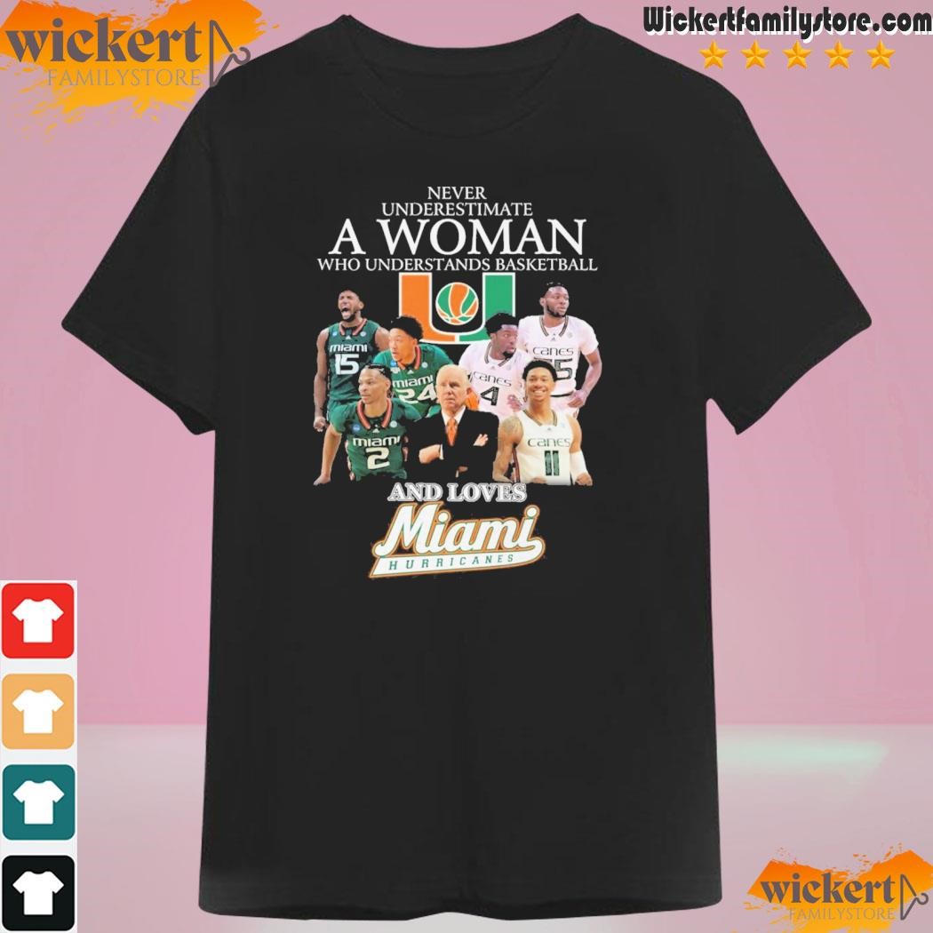 Never Underestimate A Woman Who Understans Basketball And Loves Miami Hurricanes T-Shirt