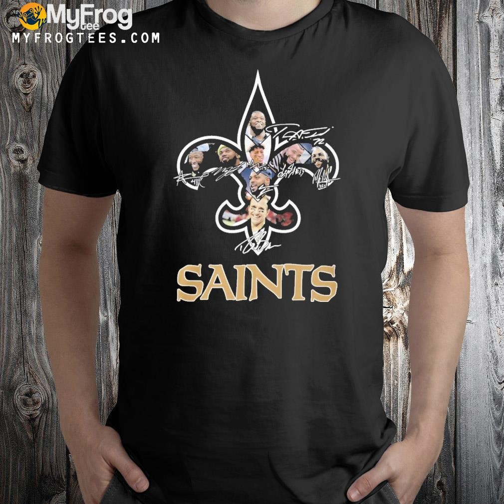 New orleans saints logo team player signatures shirt