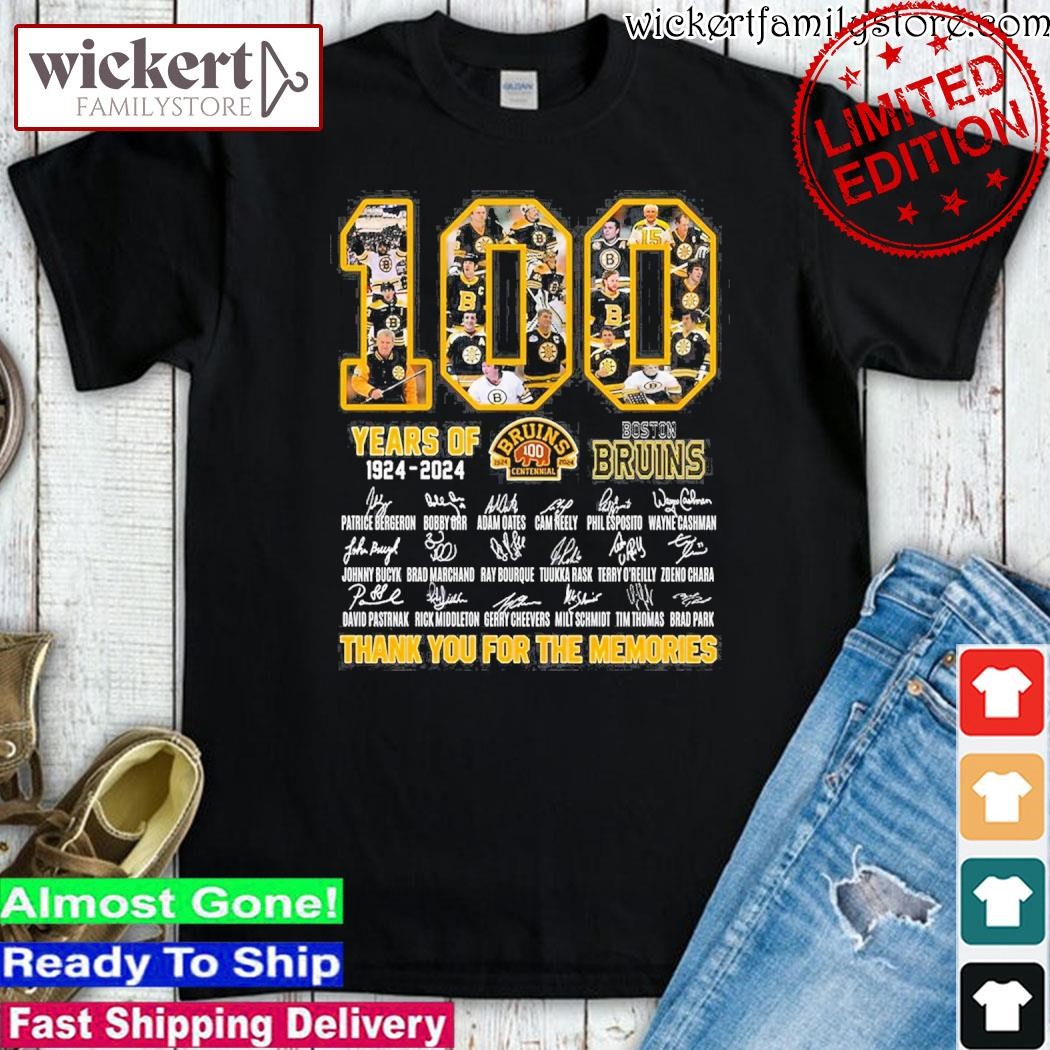 Official 100 year of 1924-2024 Boston Bruins thank you for the memories signatures shirt