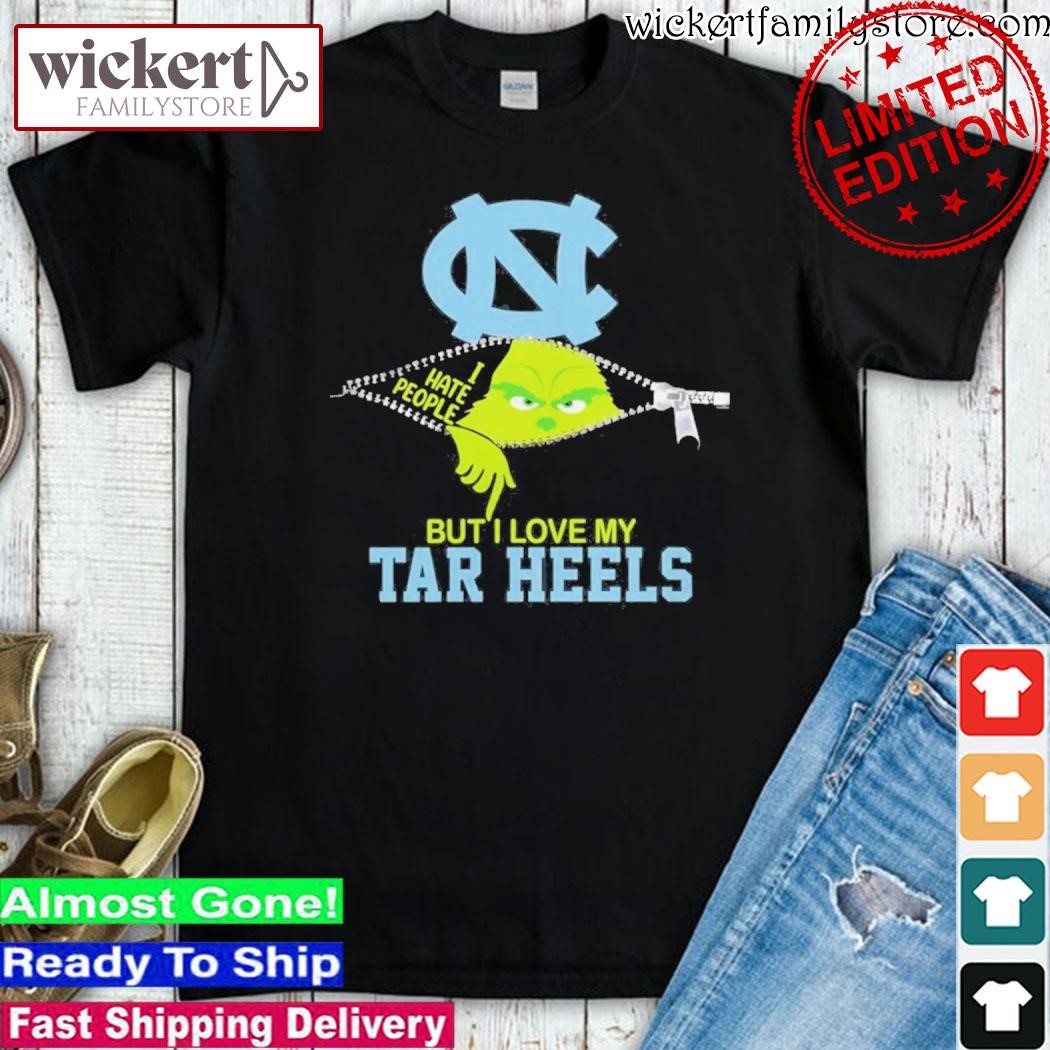 Official 2023 Grinch Zipper I Hate People But I Love My Tar Heels Shirt