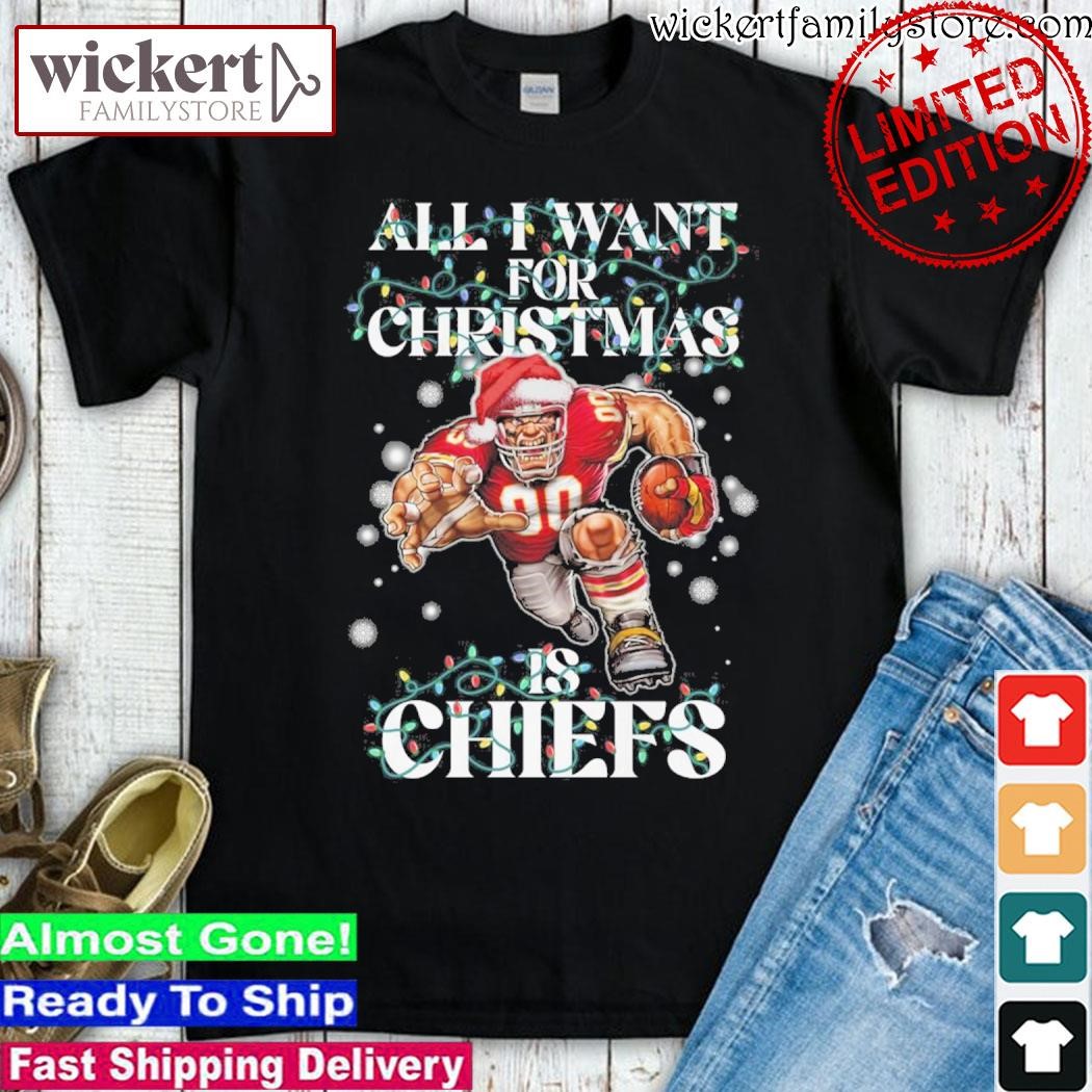 Official All I want for christmas is Kansas City Chiefs mascot titan hat santa christmas 2023 shirt