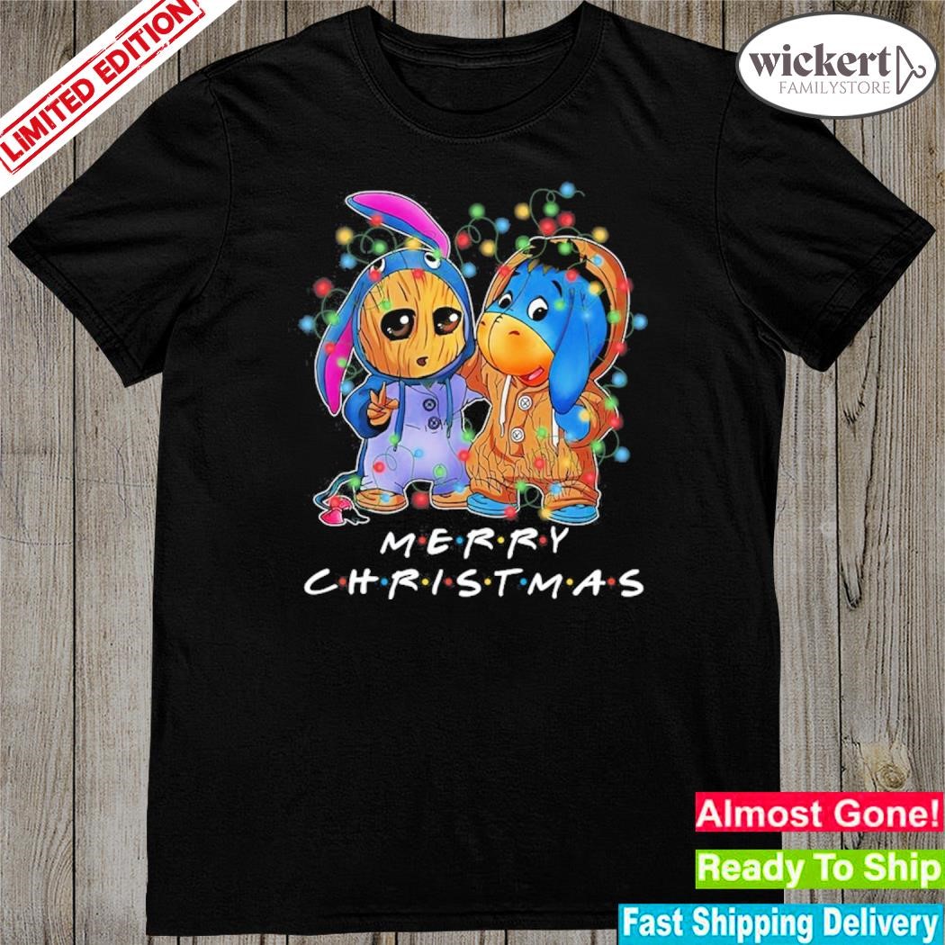 Official Baby Groot and baby Eeyore merry christmas light shirt