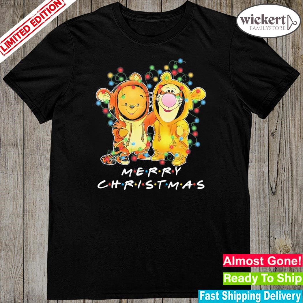 Official Baby Pooh and baby Tigger merry christmas light shirt