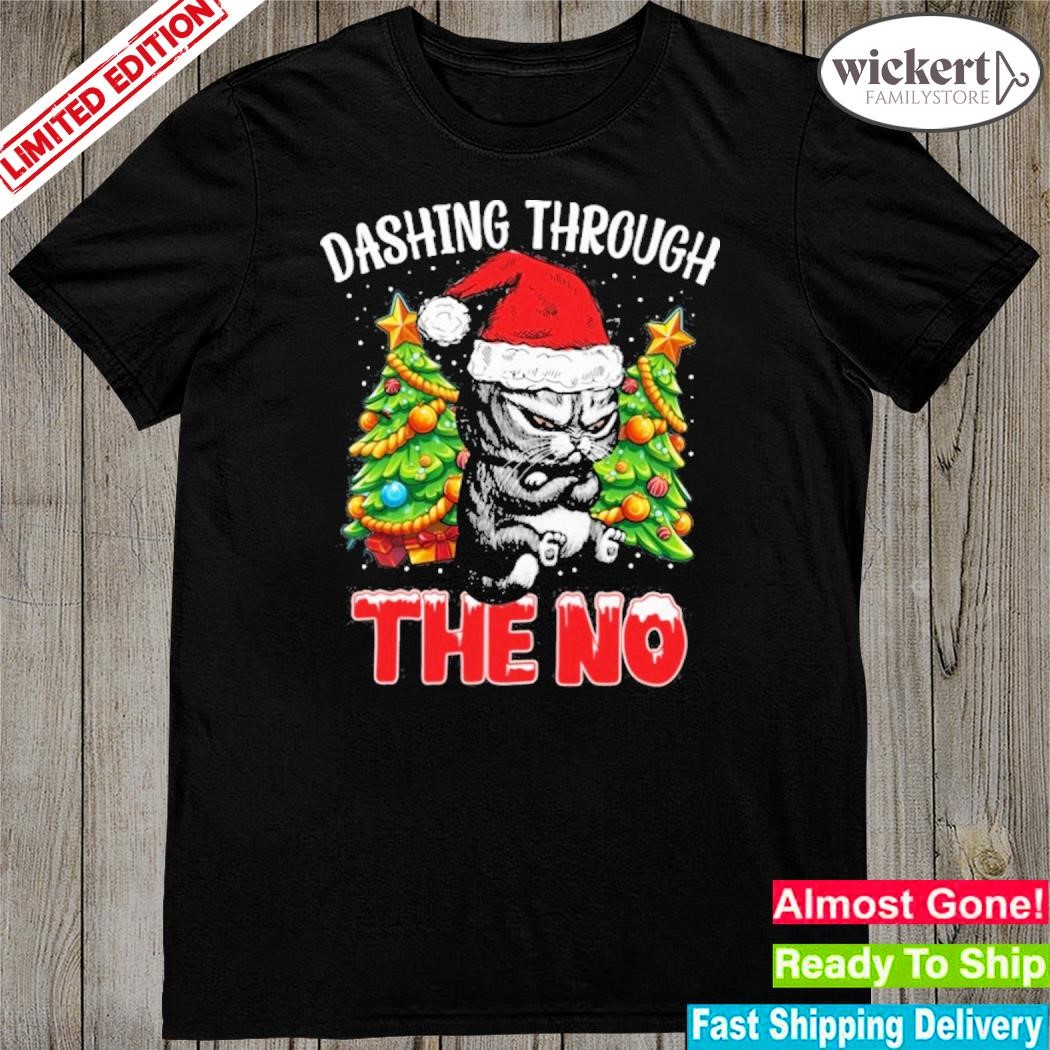 Official Cat hat santa dashing through the no merry christmas shirt