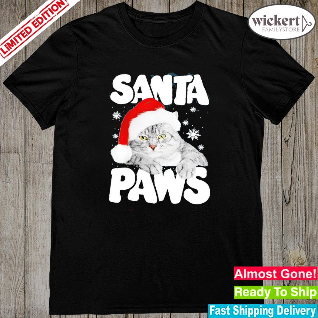 Official Cat hat santa santa paws merry christmas shirt