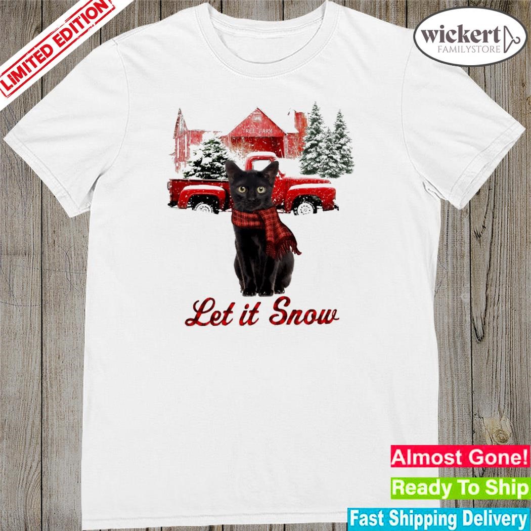 Official Cat scarf car let it snow merry christmas shirt