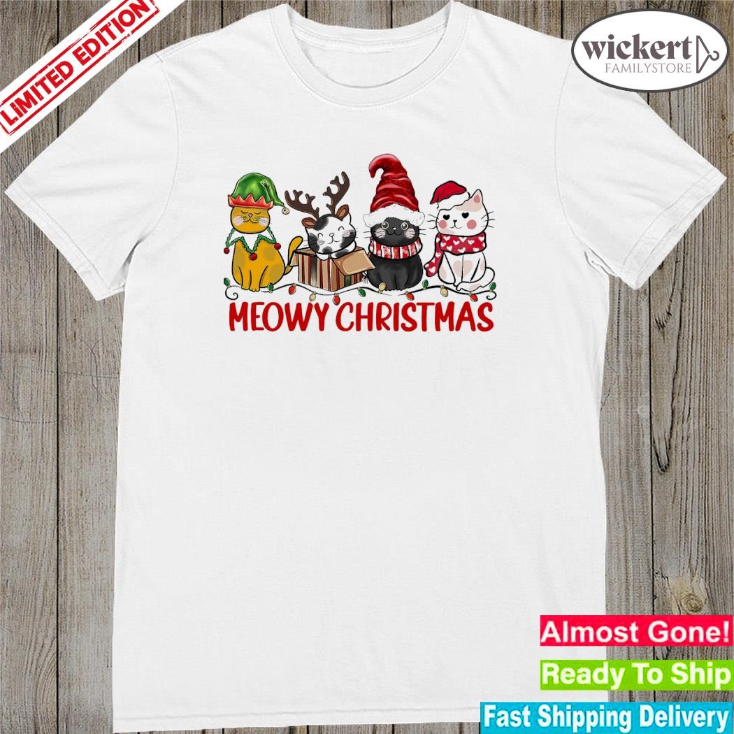 Official Cats hat santa, Gnomes and reindeer meowy christmas shirt