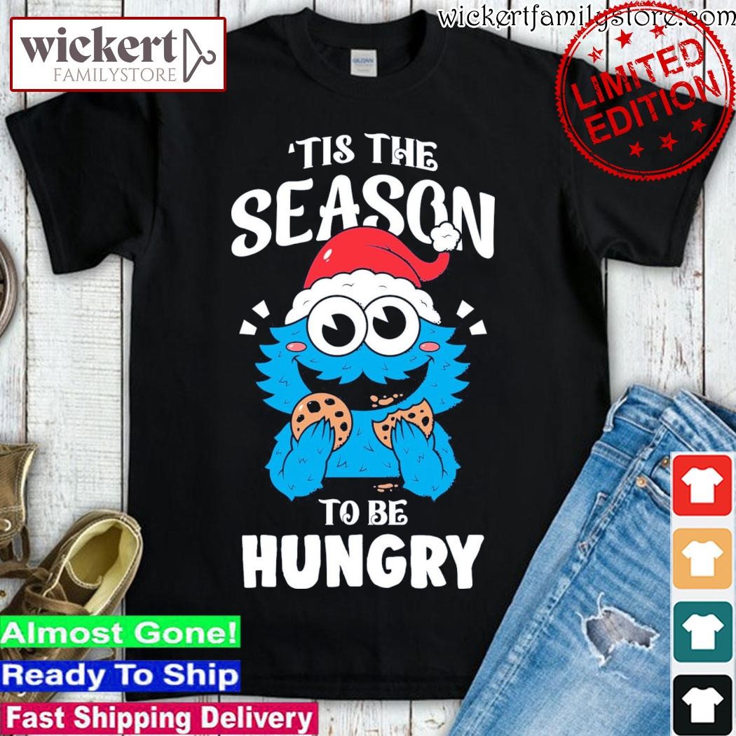Official Cookie monster hat santa tis the season to be hungry christmas shirt
