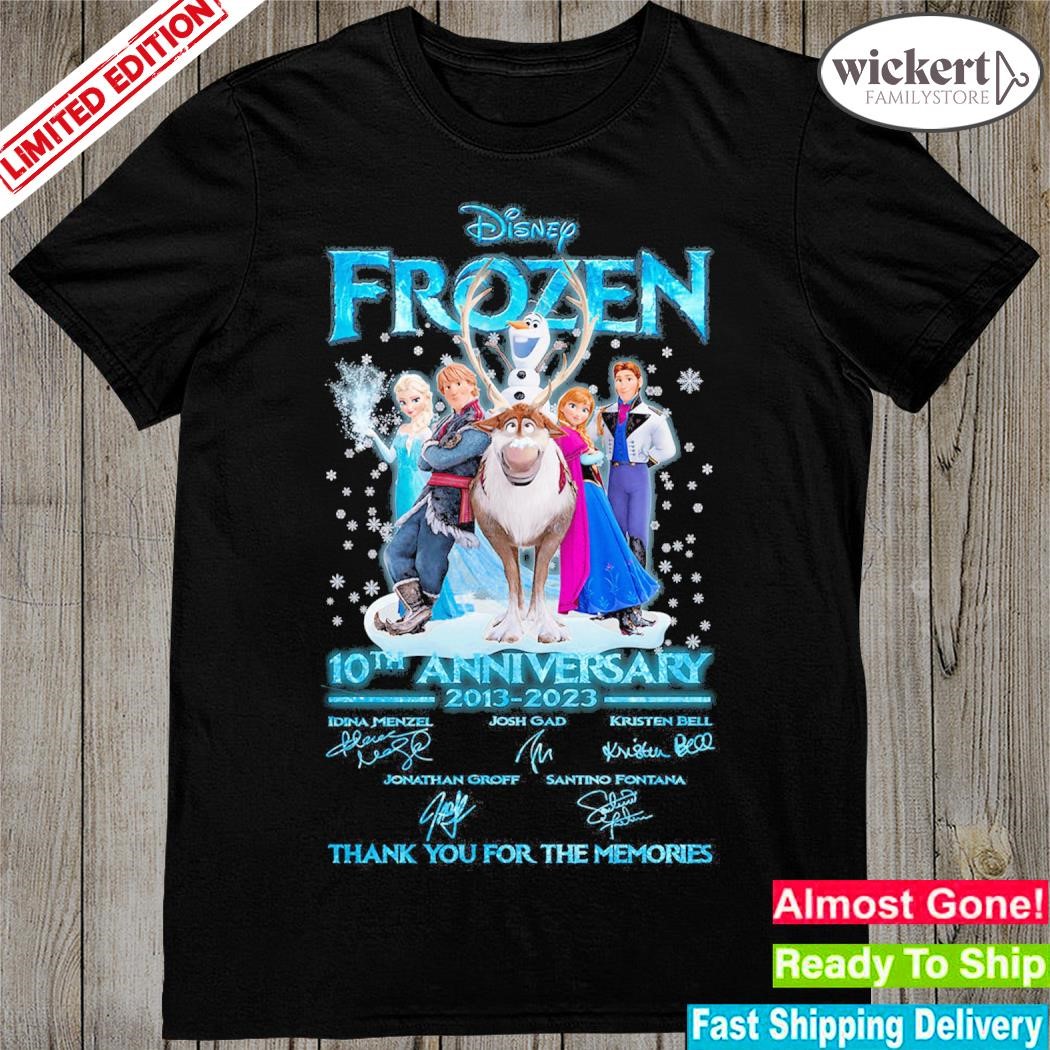 Official Disney Frozen 10th anniversary 2013-2023 thank you for the memories signatures shirt