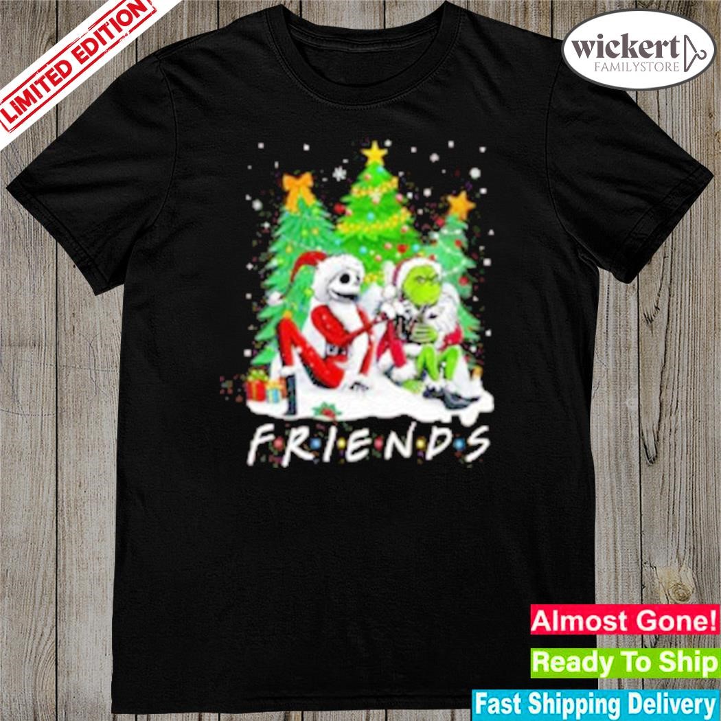 Official Friends Grinch and Jack Skellington santa mery christmas shirt