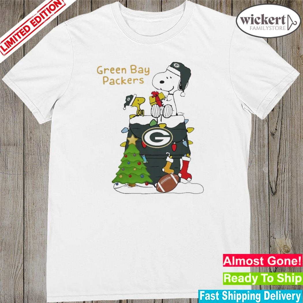 Official Green Bay Packers Peanuts Snoopy And Woodstock Merry Christmas 2023 Shirt