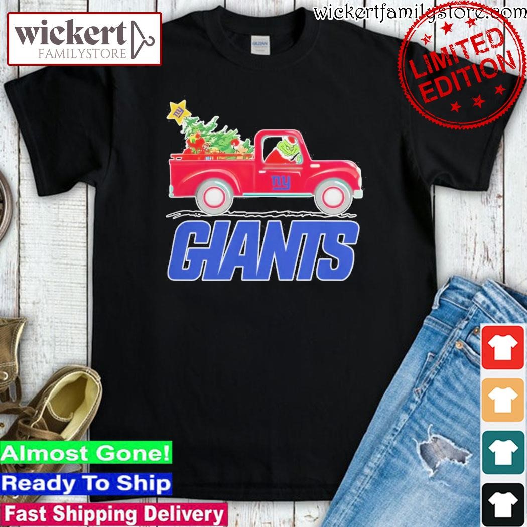 Official Grinch Hat Santa NFL New York Giants Driving Truck Christmas shirt