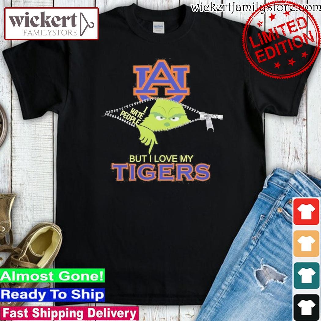Official Grinch Zipper I Hate People But I Love My Auburn Tigers Shirt
