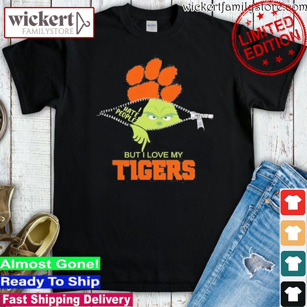 Official Grinch Zipper I Hate People But I Love My Clemson Tigers Shirt