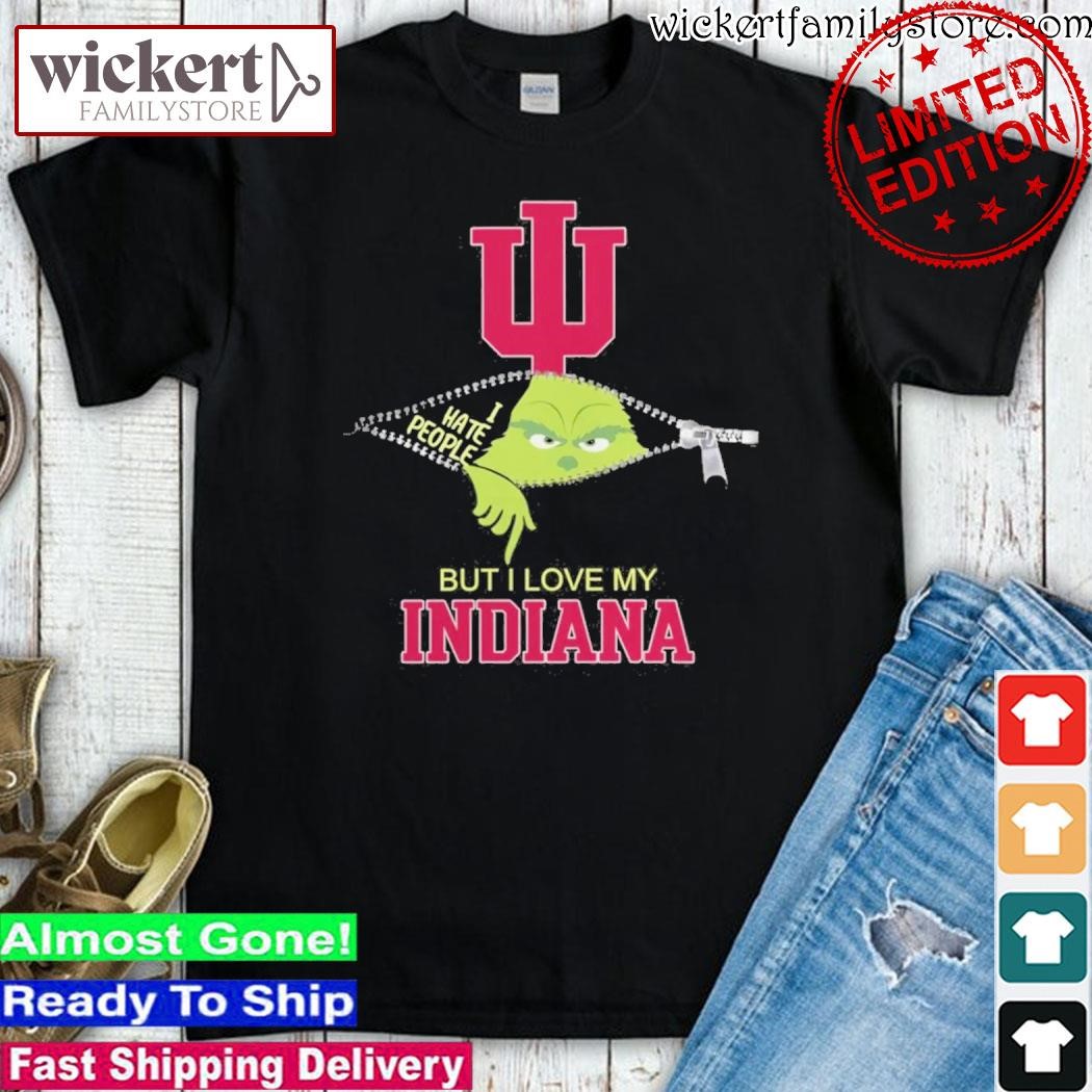 Official Grinch Zipper I Hate People But I Love My Indiana Hoosiers-Shirt