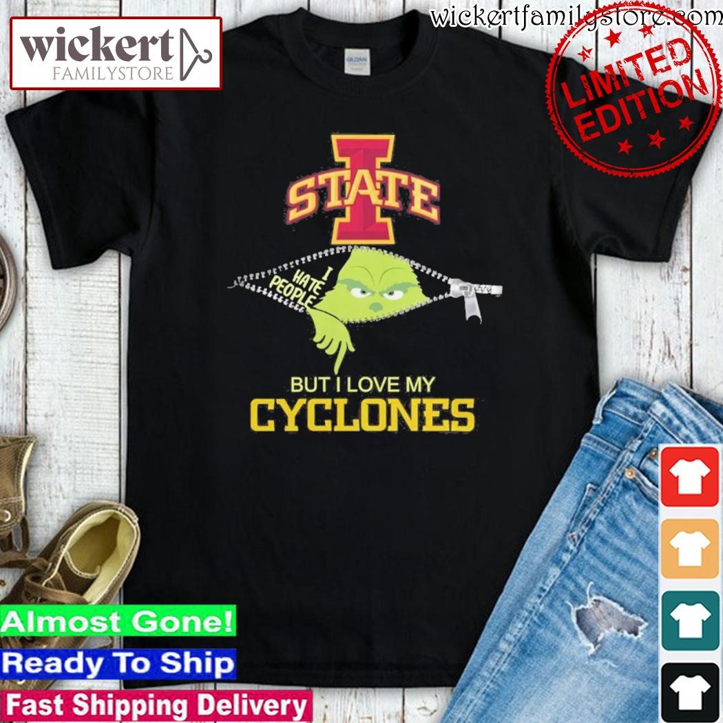 Official Grinch Zipper I Hate People But I Love My Iowa State Cyclones Shirt