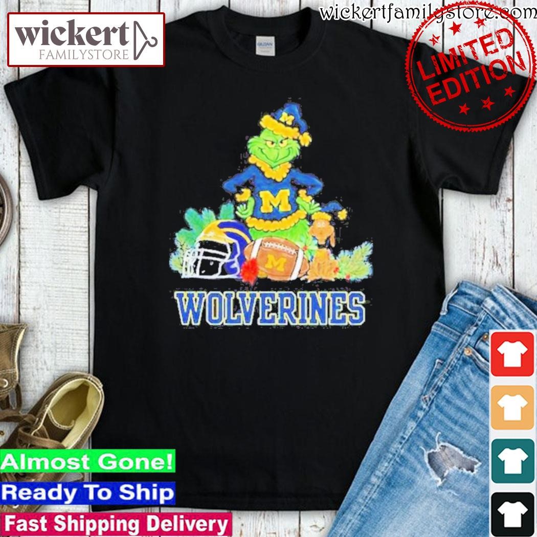 Official Grinch hat santa Michigan Wolverines And Dog Merry Christmas shirt