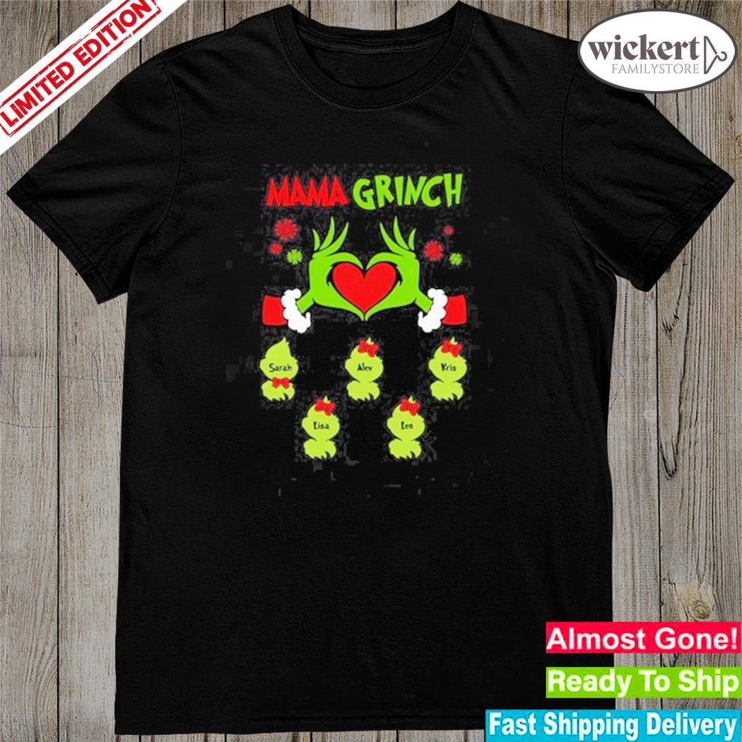 Official Grinch santa mama Grinch heart merry christmas shirt
