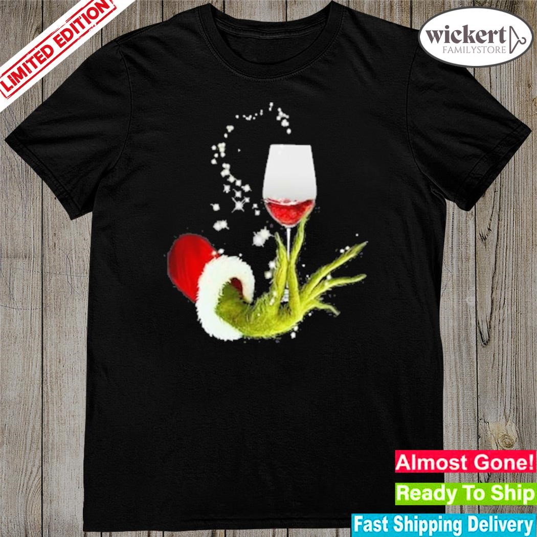 Official Grinch santa wine glasses christmas shirt