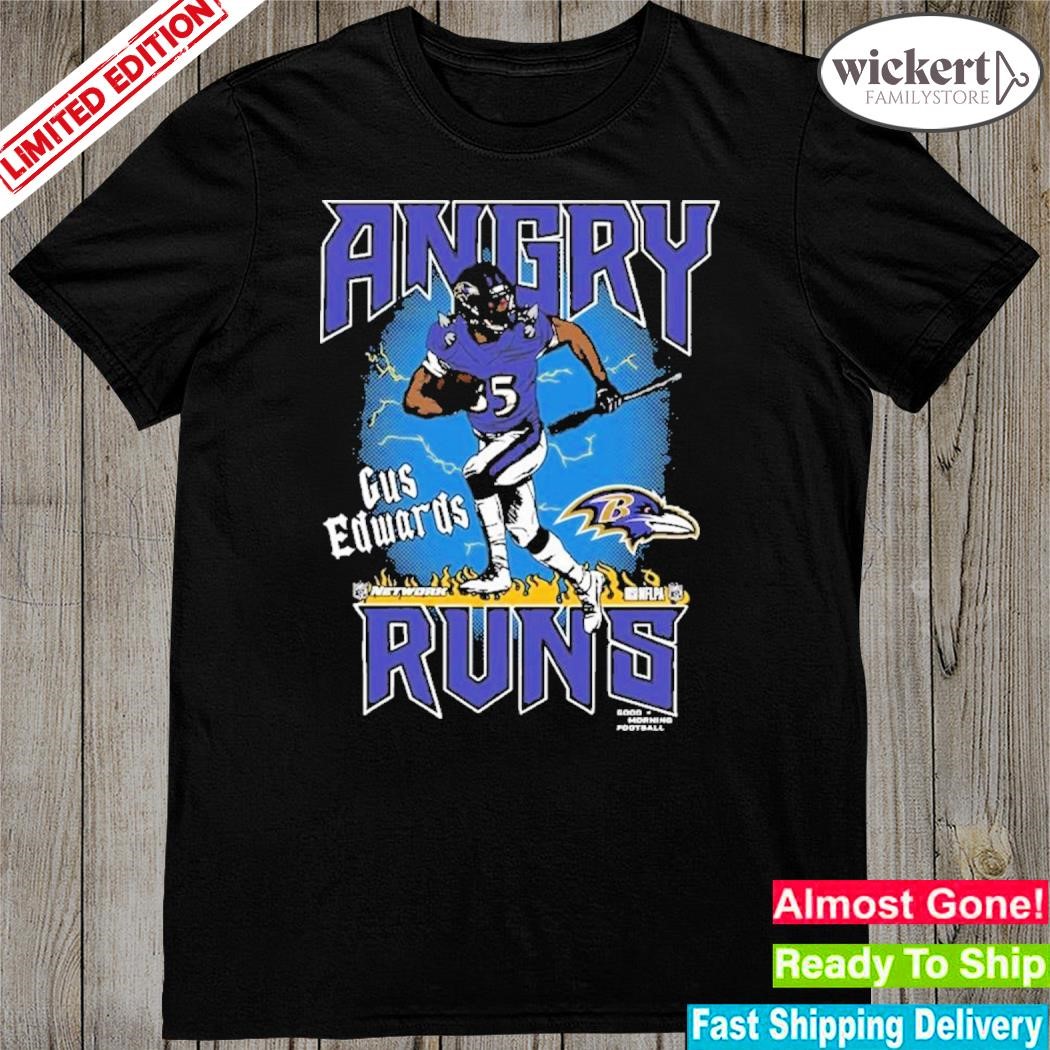 Official Gus Edwards Baltimore Ravens Homage Unisex Angry Runs Player Graphic Tri-blend shirt