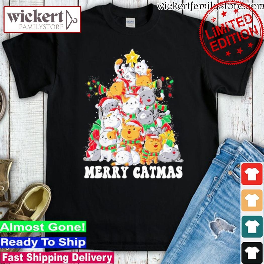 Official Merry Catmas pine tree christmas shirt