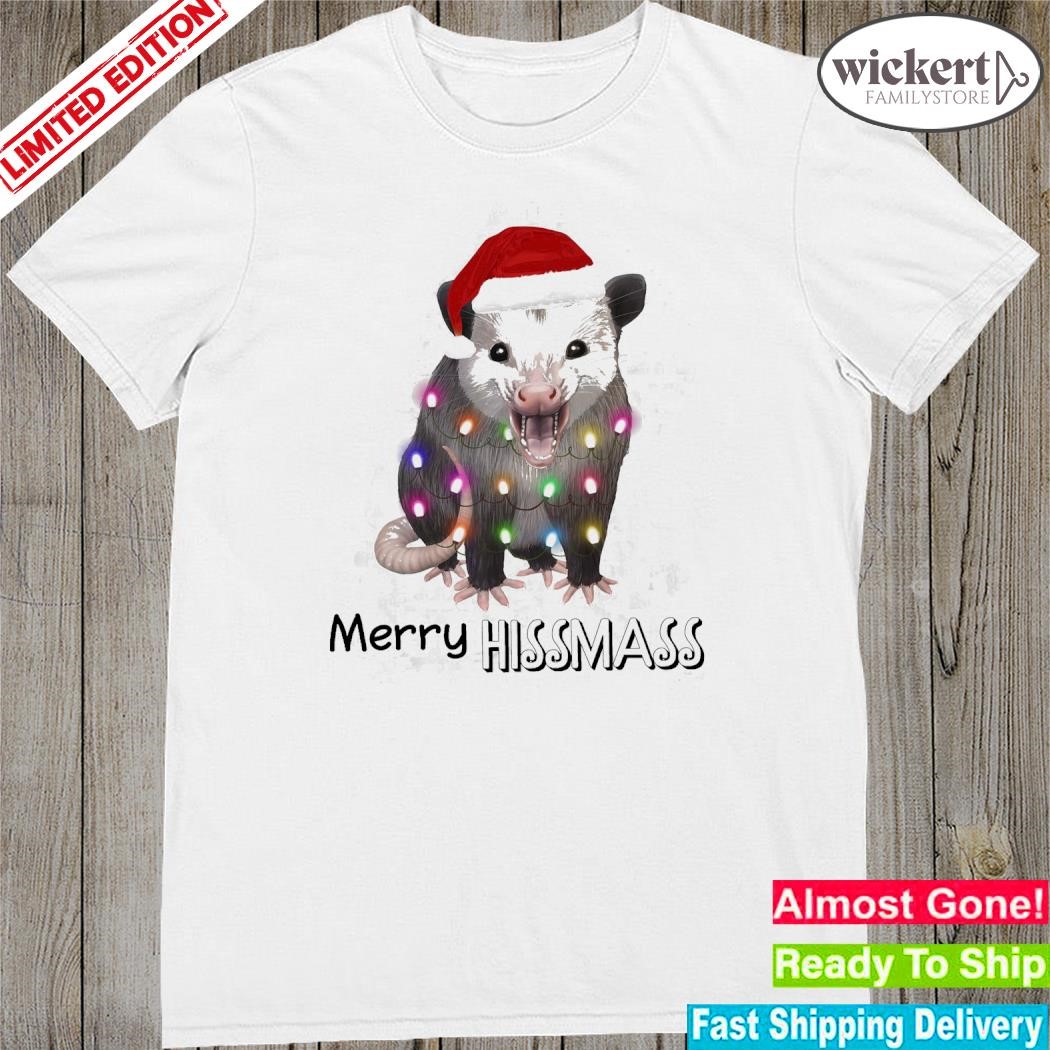 Official Opossum Santa hat merry Hissmas merry christmas lights shirt