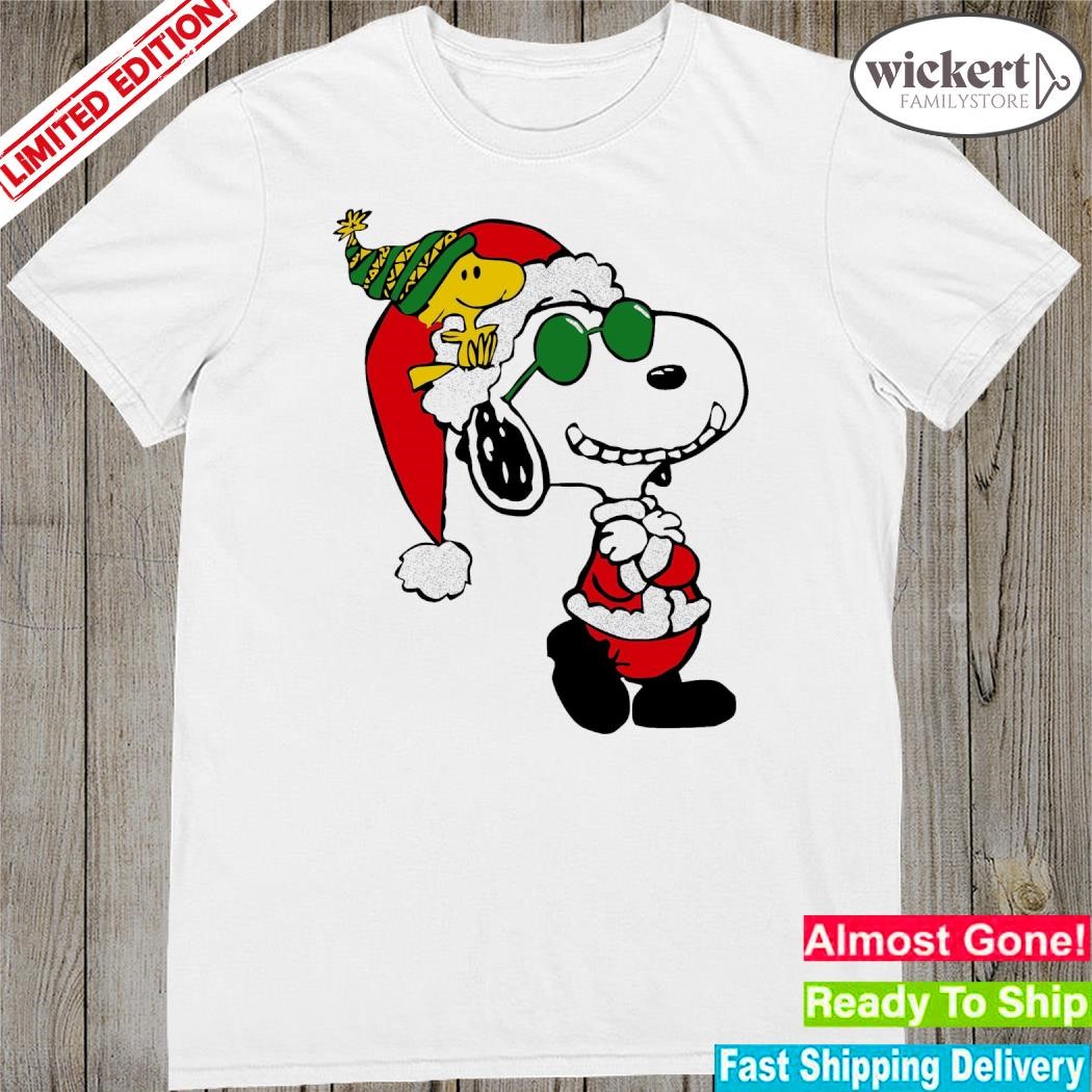 Official Snoopy and Woodstock hat Santa cool merry christmas shirt