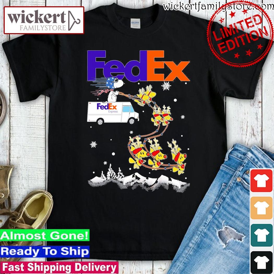 Official Snoopy and Woodstocks reindeer car FedEx merry christmas shirt
