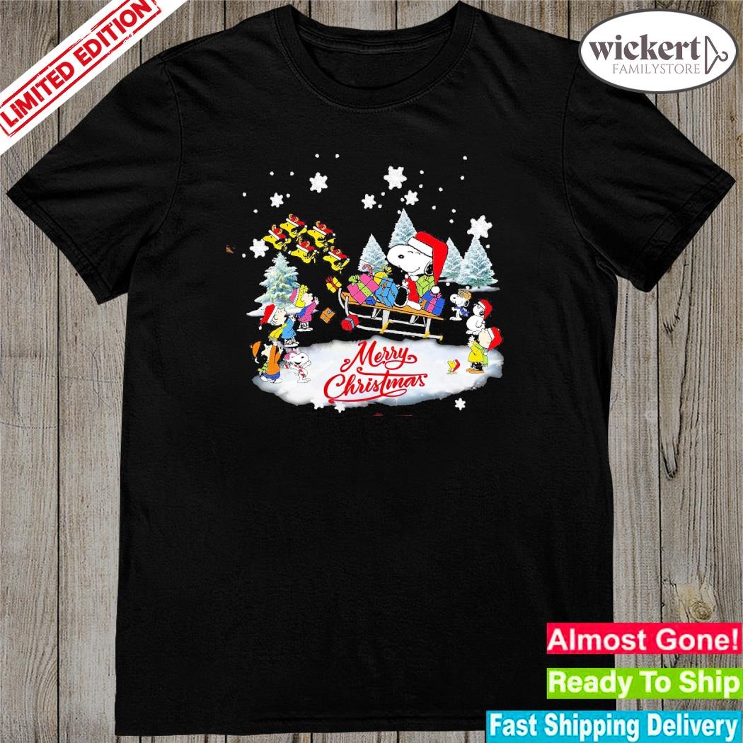 Official Snoopy hat santa and Woodstock reindeer and friends funny merry christmas shirt