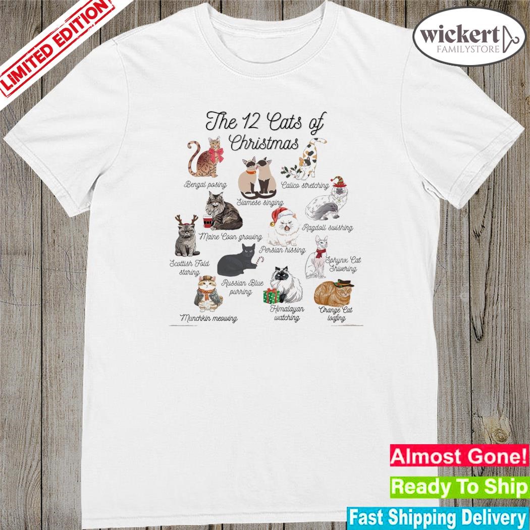 Official The 12 cats of christmas shirt