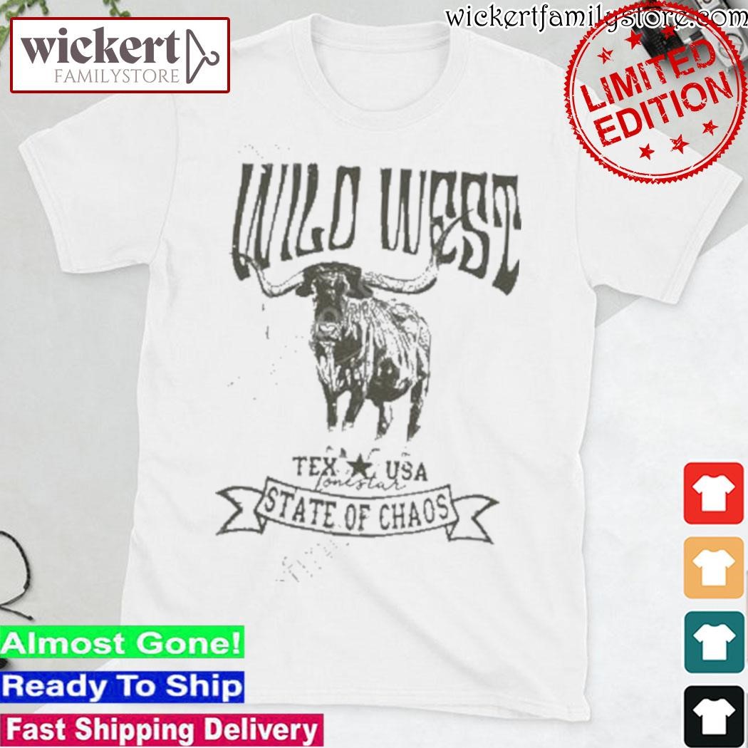 Official Wild West Longhorn Texas Usa Lonestar State Of Chaos Shirt