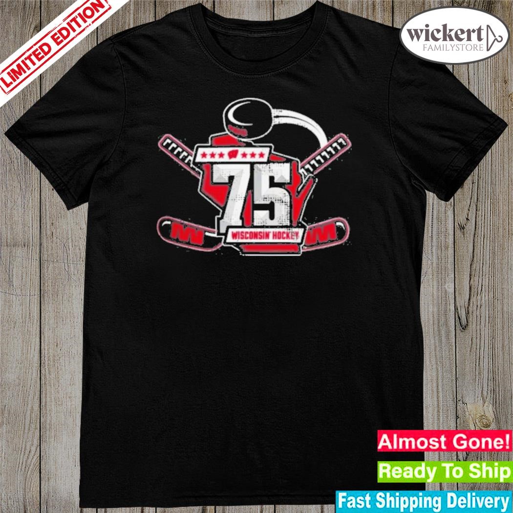 Official Wisconsin Badgers Black Hockey 75th Anniversary Commemorative shirt