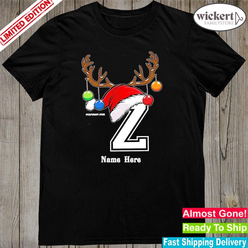 Official Z hat santa reindeer name here merry christmas shirt