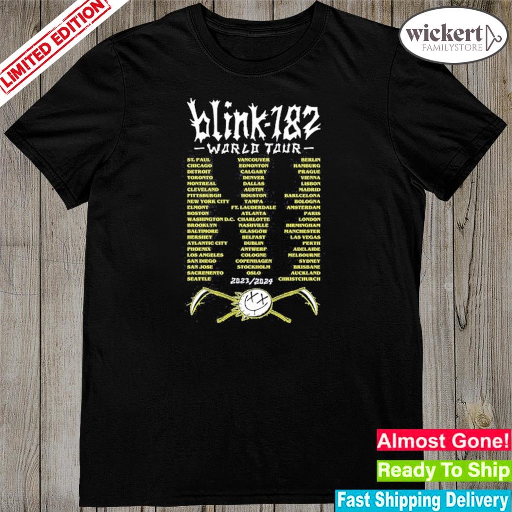 Official blink-182 2023 and 2024 world tour shirt