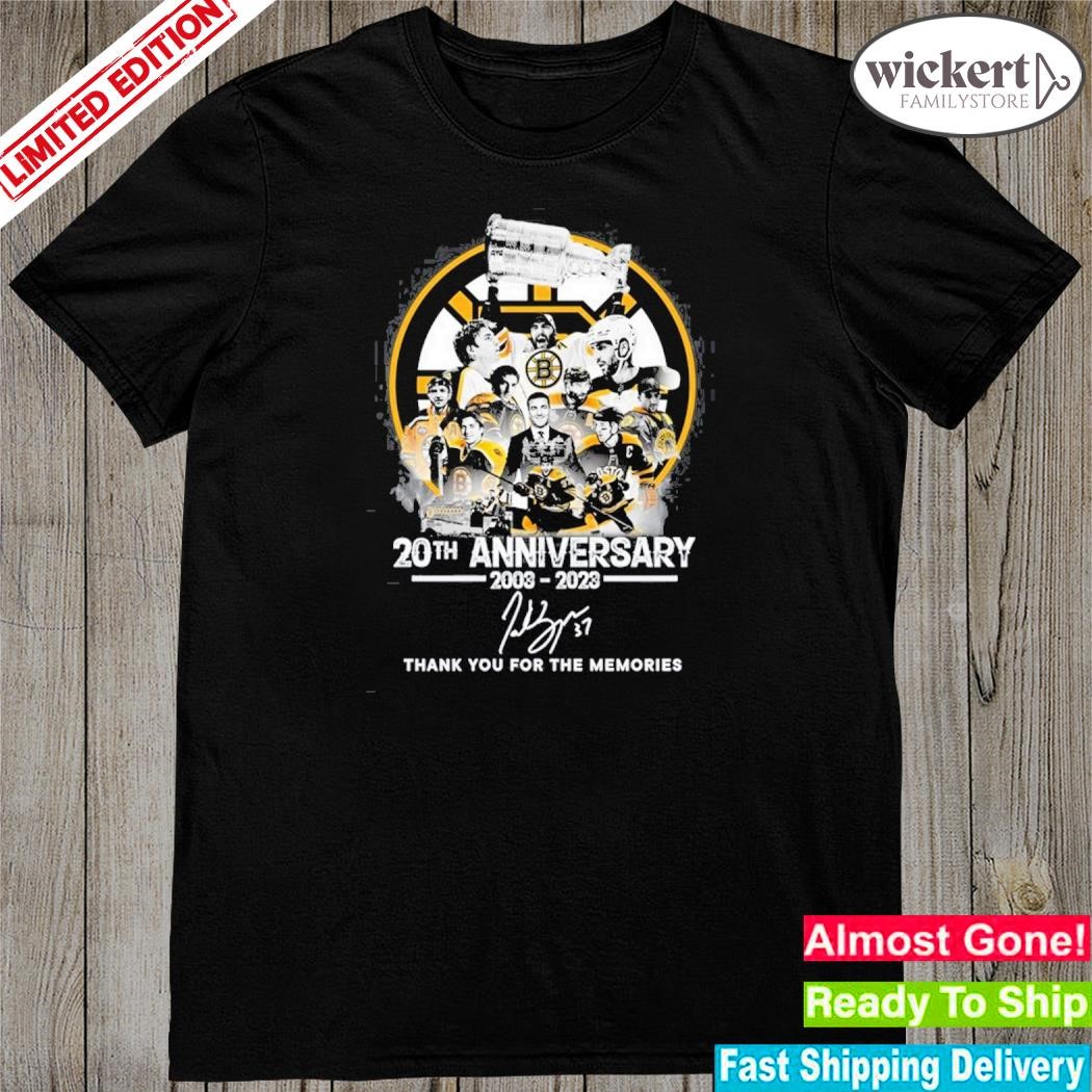 Official boston Bruins 20th Anniversary 2003 – 2023 Thank You For The Memories T-Shirt