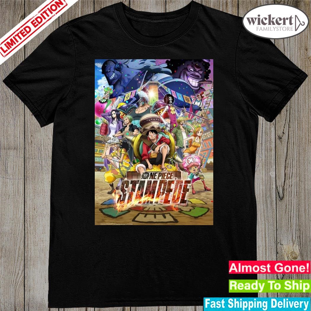 Official cheap anime japanese one piece stampede poster shirt