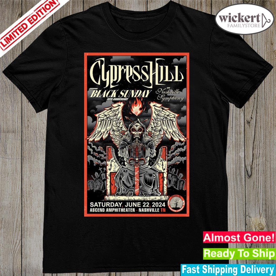 Official cypress hill black sunday 30th anniversary june 22 2024 ascend amphitheater nashville tn poster shirt