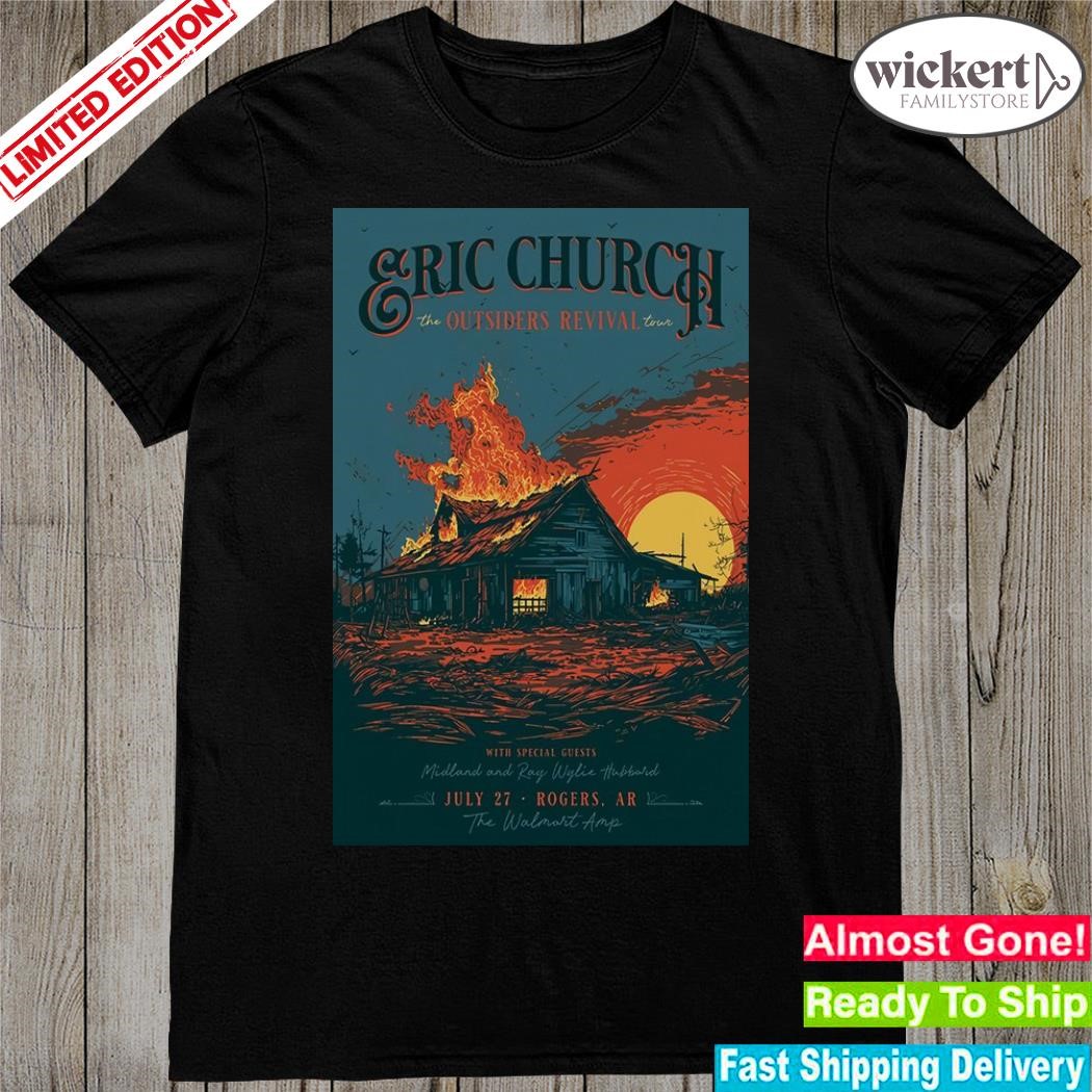 Official eric church poster july 27 2023 rogers ar shirt