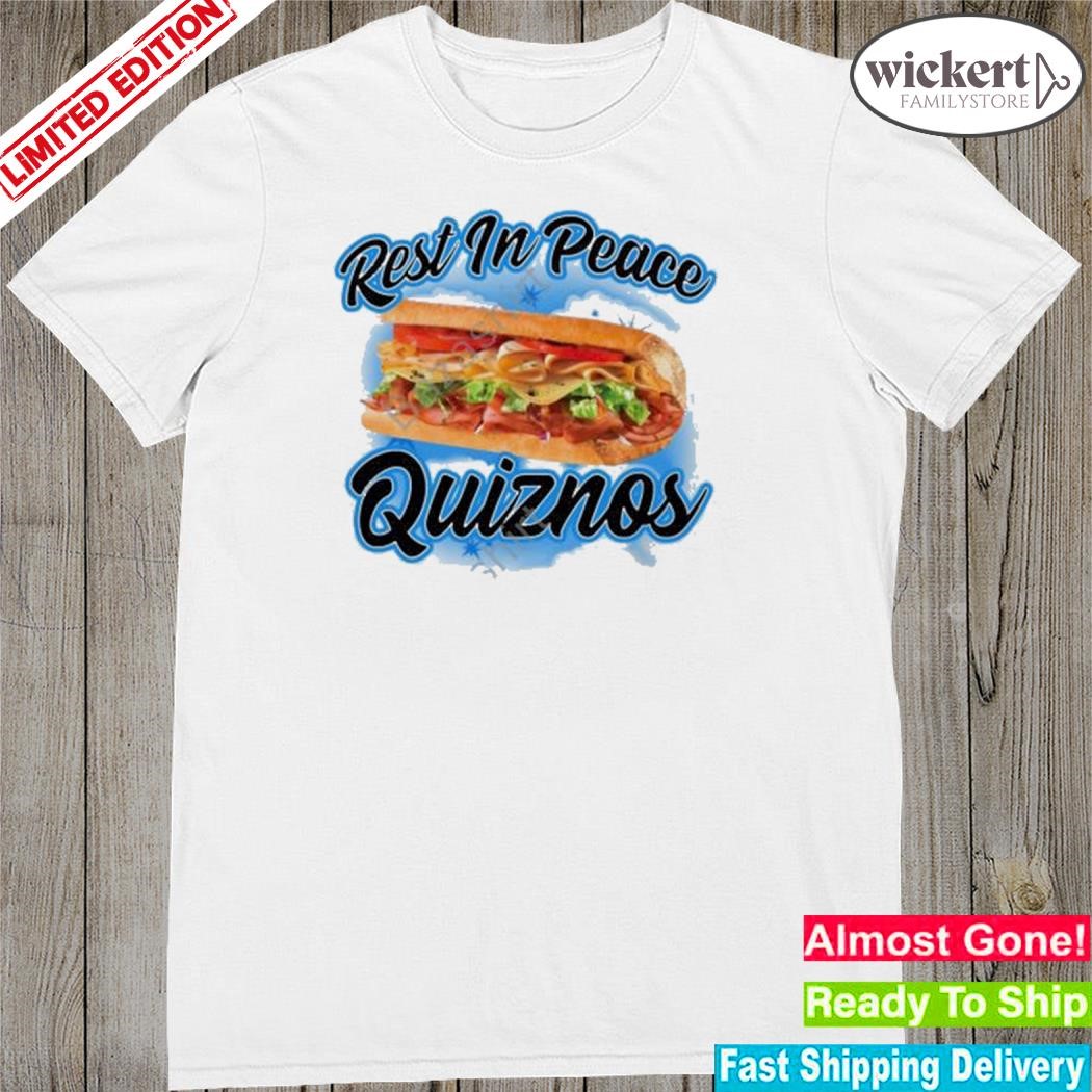 Official fake handshake rest in peace quiznos shirt