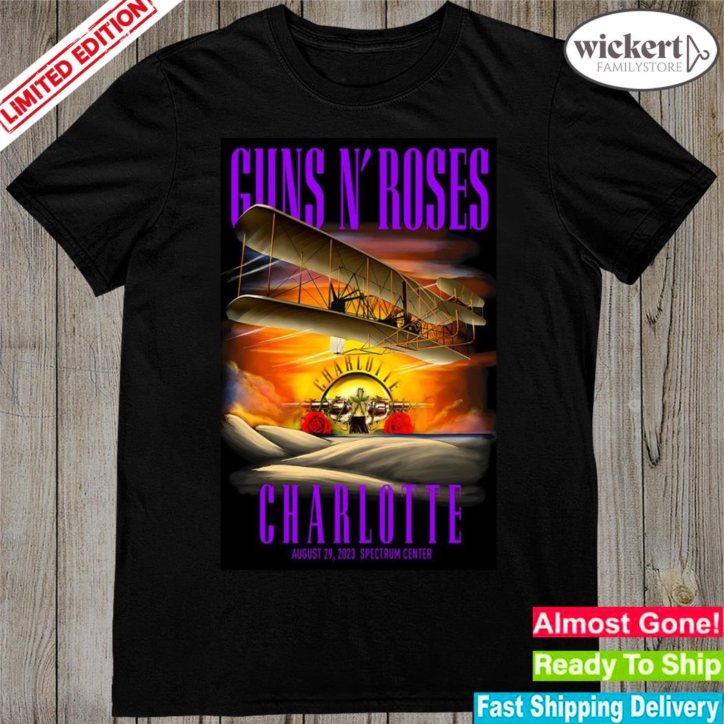 Official guns n' roses august 29 2023 charlotte nc tour poster shirt