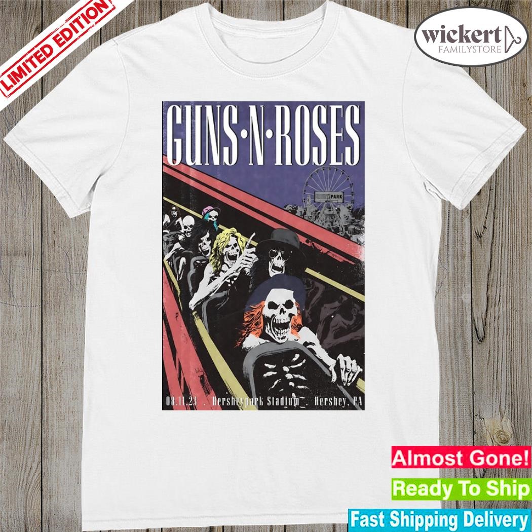 Official guns n' roses hersheypark stadium august 11 2023 concert poster shirt