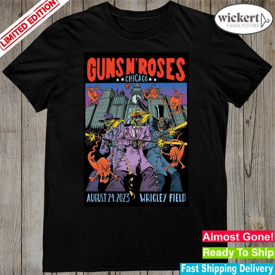 Official guns n' roses tour chicago august 24 2023 poster shirt