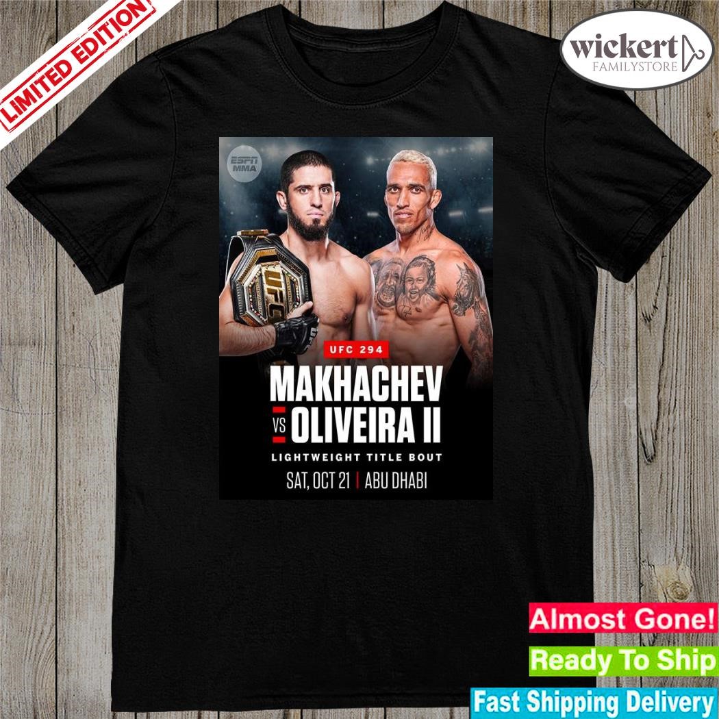 Official islam makhachev vs charles oliveira ufc 294 lightweight title bout oct 21 abu dhabI poster shirt