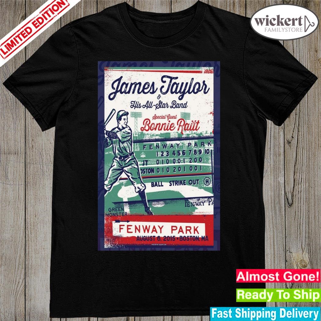 Official jamer taylor $ his all star band bonnie raitt fenway park Boston ma august tour 2023 poster shirt