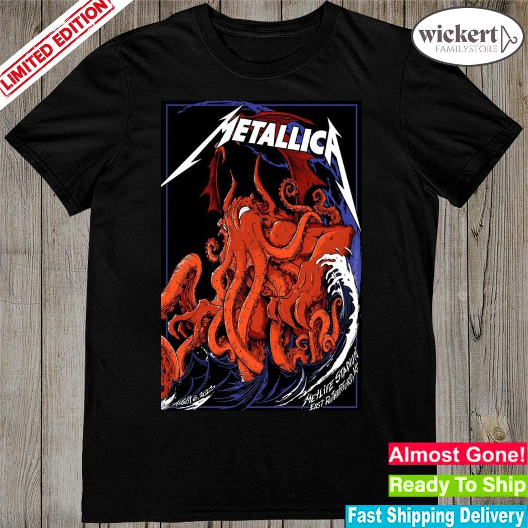 Official metallica august 6 metlife stadium east rutherford nj tour 2023 poster shirt